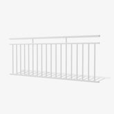 Monroe Balustrade Panel - sleek steel balustrade with minimalist double top rail and vertical bar design, premium powder-coated finish, Australian-made balcony, staircase and deck railing by Mason & Dean.