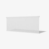 Bayview steel fence panel by Mason and Dean, Hamptons-style vertical slat steel fencing, most popular metal boundary panel for coastal and residential applications.