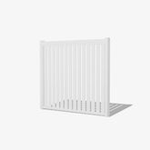 Mason & Dean Bayview single gate in Hamptons style featuring a clean vertical slat design and powder-coated steel frame, offering a timeless coastal look for modern and traditional homes.