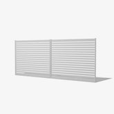 Mason & Dean Hastings double driveway gate, featuring a modern horizontal slat design, offering privacy, strength, and contemporary style for residential and commercial properties.