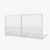 Mason & Dean Kingston double driveway gate in featuring vertical steel bars and decorative scrollwork, offering timeless elegance and strength for traditional residential homes.