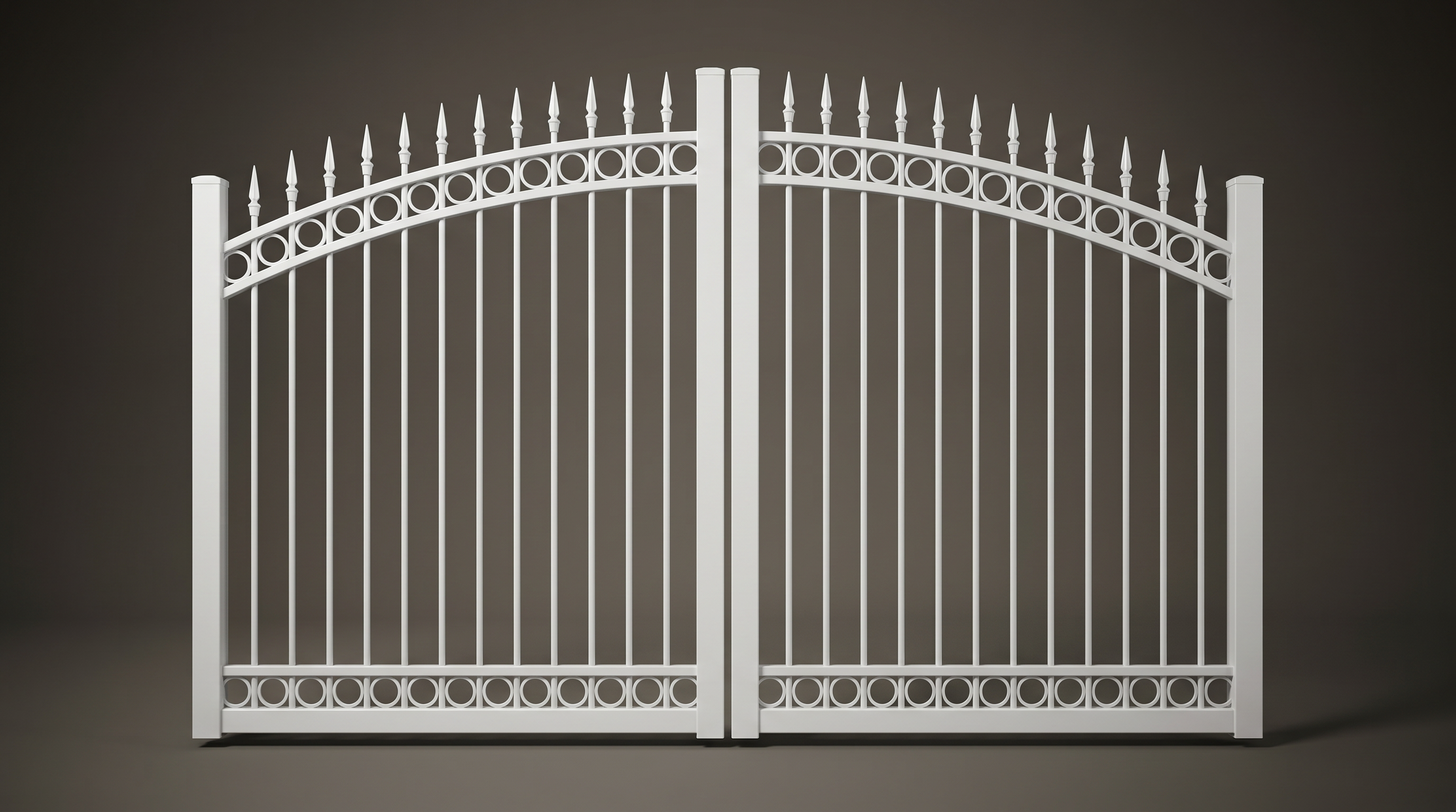 Ashgrove custom steel double driveway gates in Pearl White — heritage Australian-made design with 10-year warranty by Mason & Dean