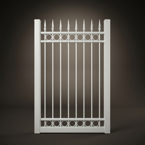 Ashgrove custom steel single driveway gate in Pearl White — heritage Australian-made design with 10-year warranty by Mason & Dean