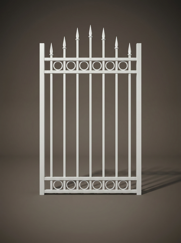 Brunswick heritage steel single driveway gate in Pearl White — custom Australian-made with 10-year warranty by Mason & Dean