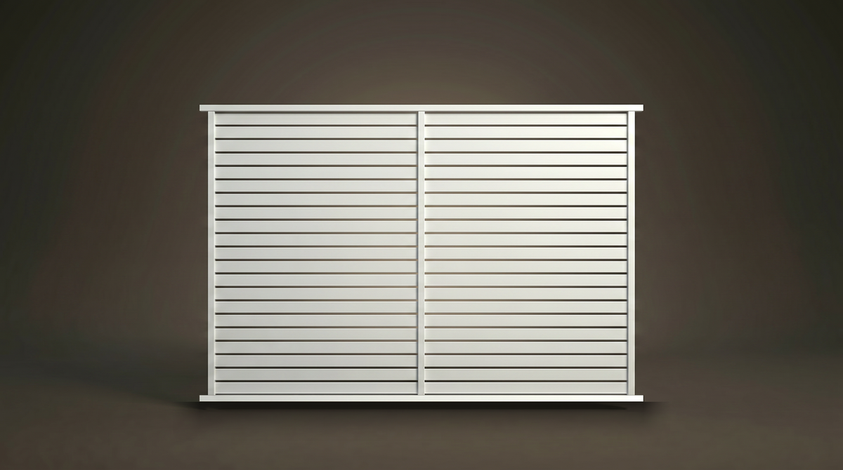 Hasting steel privacy screen in Pearl White — custom Australian-made design with 10-year warranty by Mason & Dean