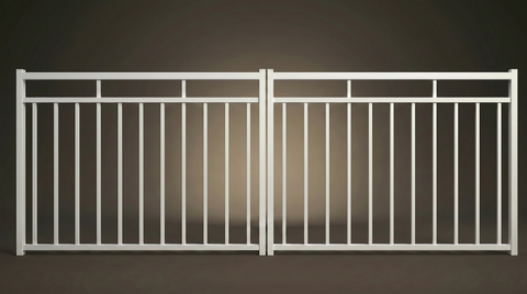 Monroe custom steel double driveway gates in Pearl White — modern architectural design with 10-year warranty by Mason & Dean