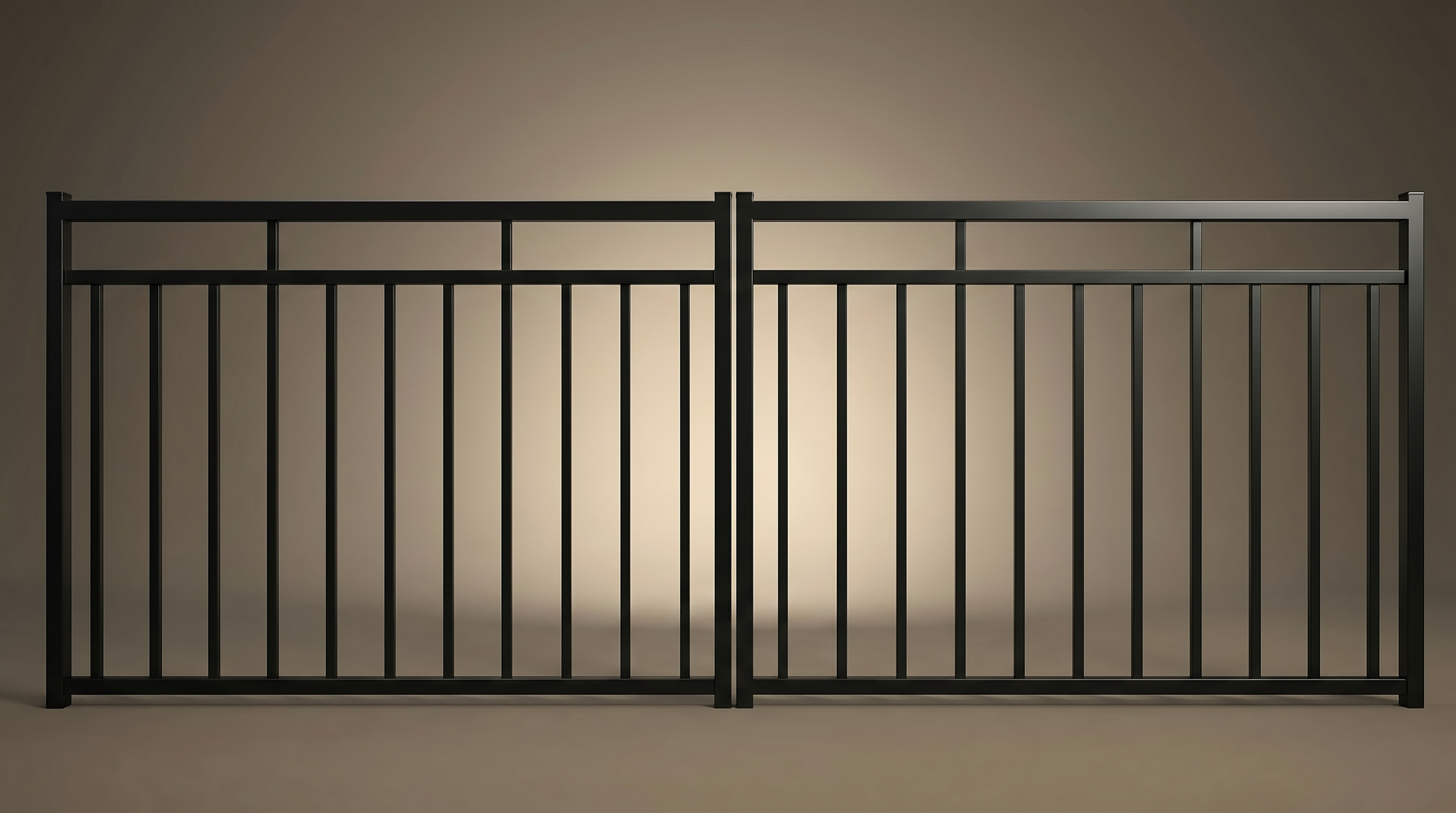 Monroe custom steel double driveway gates in Satin Black — modern architectural design with 10-year warranty by Mason & Dean
