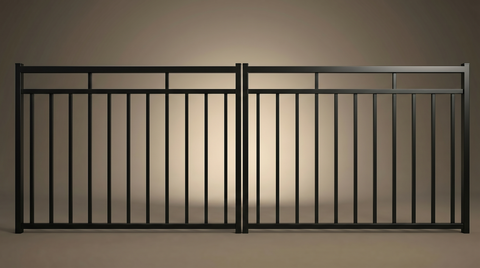 Monroe custom steel double driveway gates in Satin Black — modern architectural design with 10-year warranty by Mason & Dean