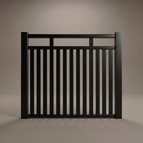 North Haven steel single driveway gate in Satin Black — Hamptons coastal design with 10-year warranty by Mason & Dean