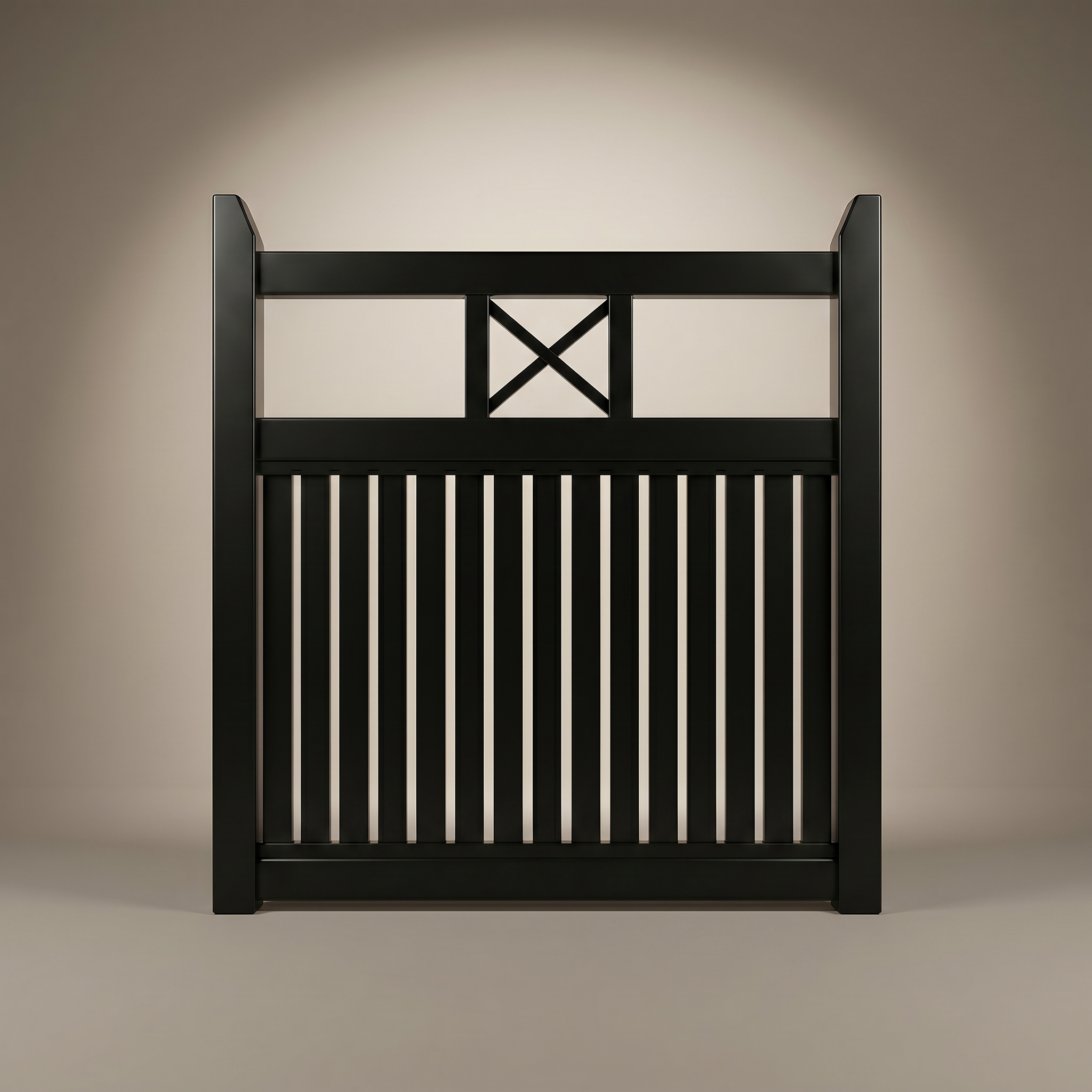 Newport steel single driveway gate in Satin Black — Hamptons coastal design, Australian-made with 10-year warranty by Mason & Dean