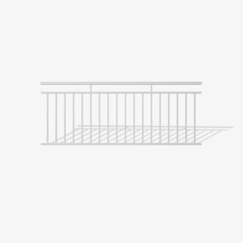 Monroe Balustrade Panel - sleek steel balustrade with minimalist double top rail and vertical bar design, premium powder-coated finish, Australian-made balcony, staircase and deck railing by Mason & Dean.