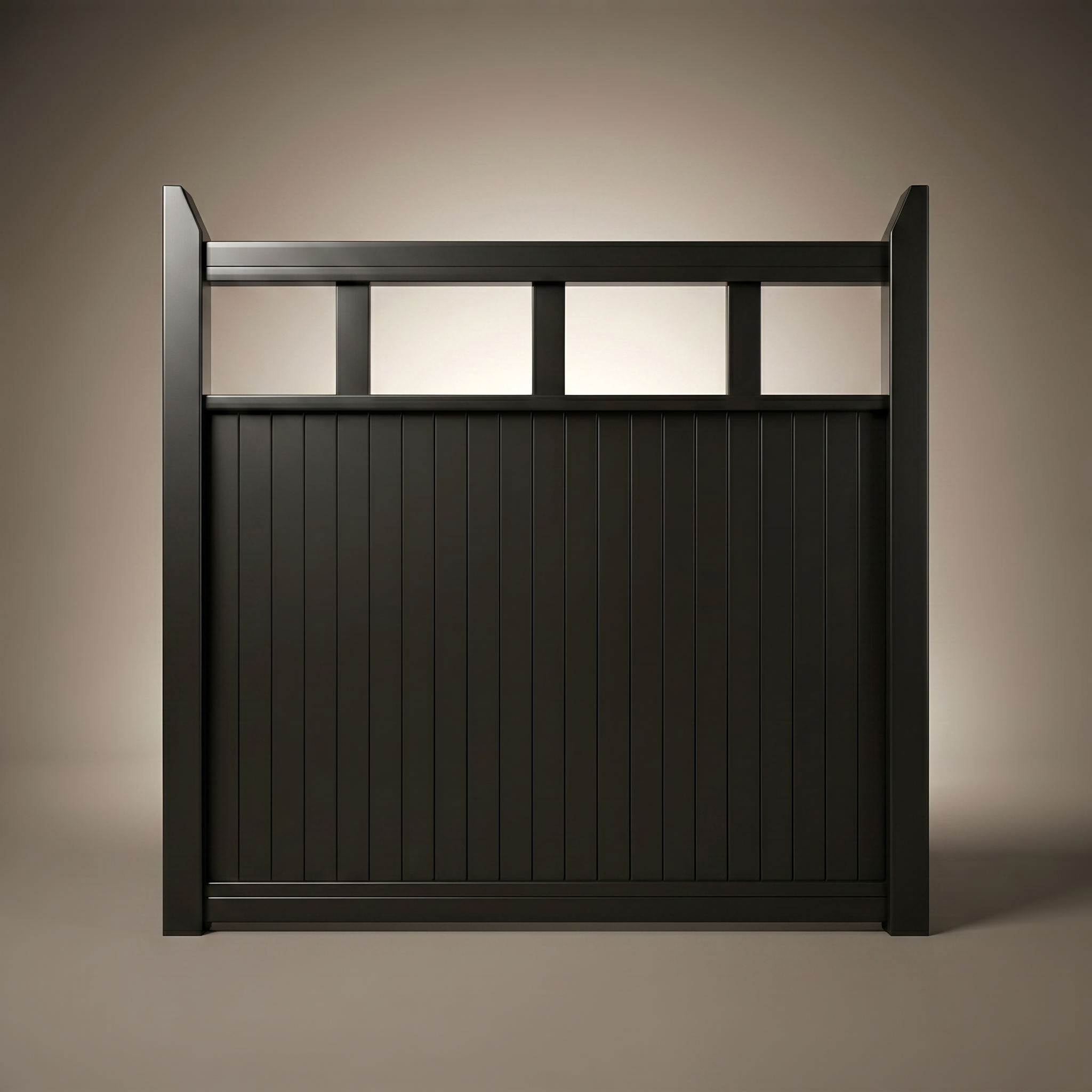 Portland custom steel single driveway gate in Satin Black — modern architectural design with 10-year warranty by Mason & Dean
