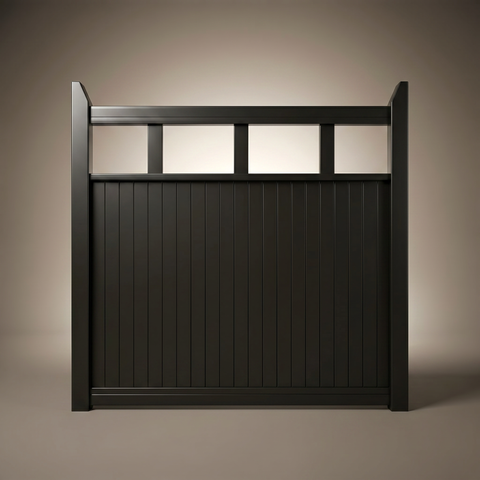Portland custom steel single driveway gate in Satin Black — modern architectural design with 10-year warranty by Mason & Dean