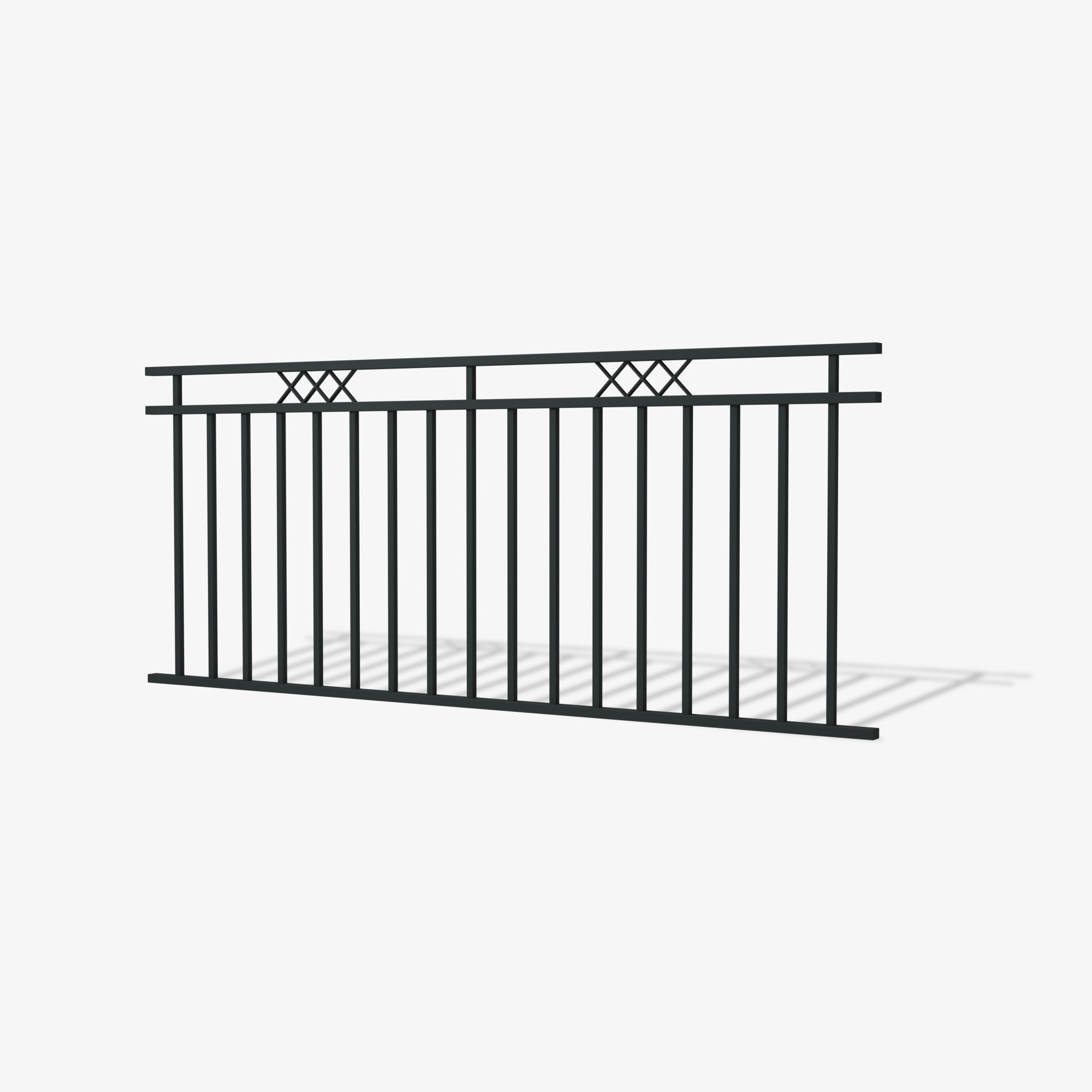 Wentworth steel fence panel by Mason & Dean, premium Australian-made steel fencing with vertical bars and decorative cross detail, durable outdoor boundary panel for residential and commercial properties.