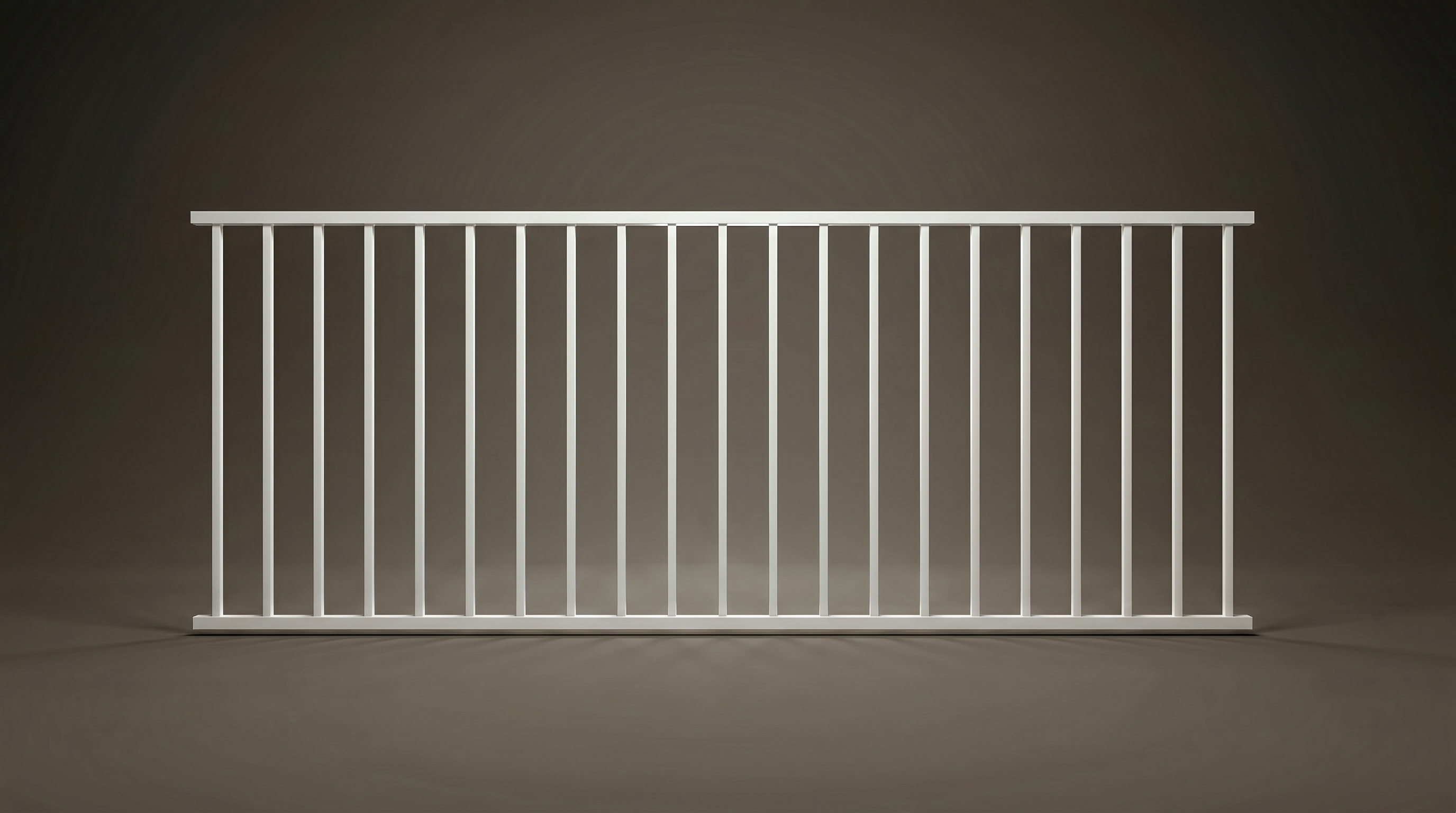 Austin modern steel balustrade panel in Pearl White — vertical bar design, Australian-made with 10-year warranty by Mason & Dean