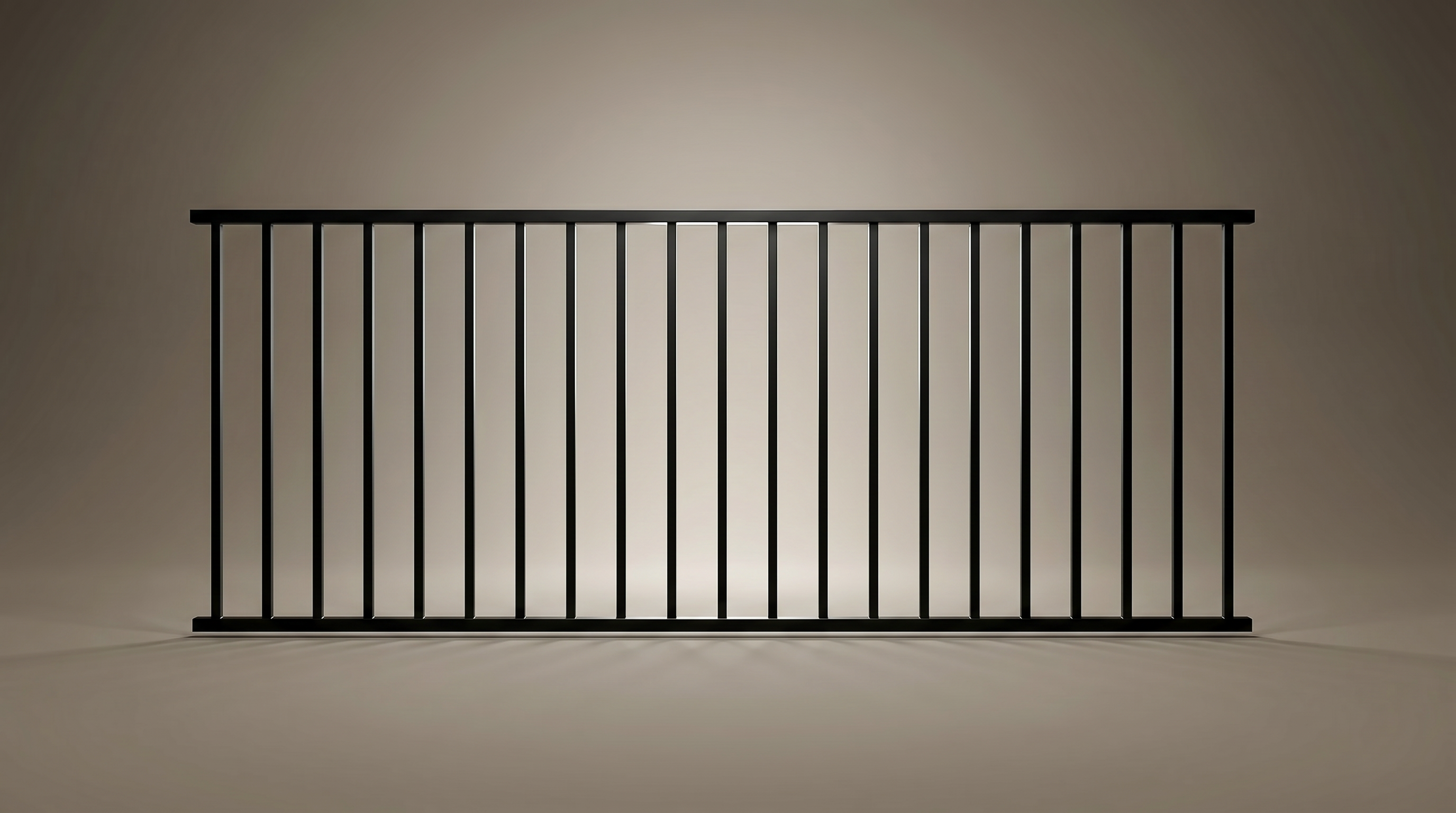 Austin modern steel balustrade panel in Satin Black — vertical bar design, Australian-made with 10-year warranty by Mason & Dean