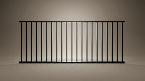 Austin modern steel balustrade panel in Satin Black — vertical bar design, Australian-made with 10-year warranty by Mason & Dean