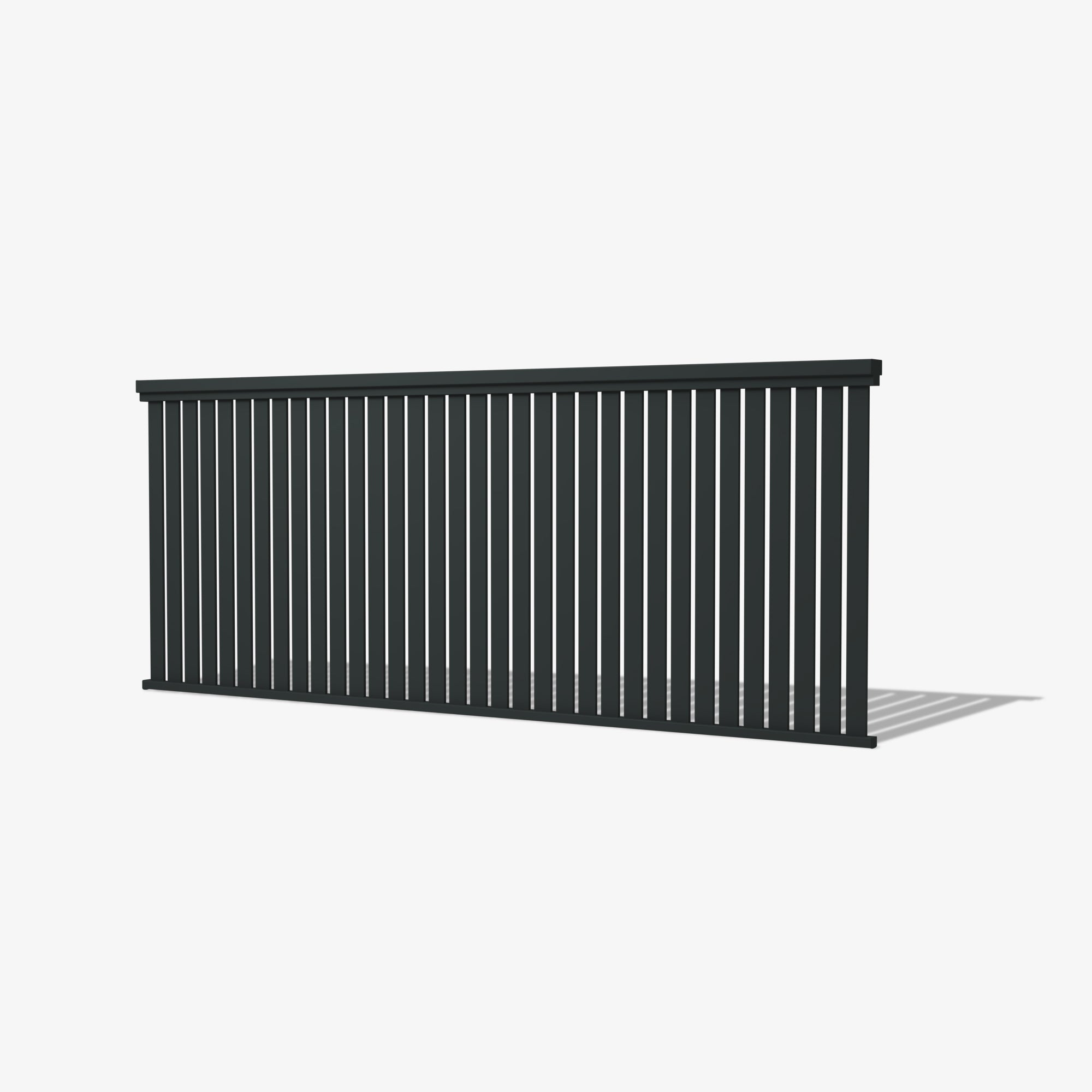 Bayview steel fence panel by Mason and Dean, Hamptons-style vertical slat steel fencing, most popular metal boundary panel for coastal and residential applications.