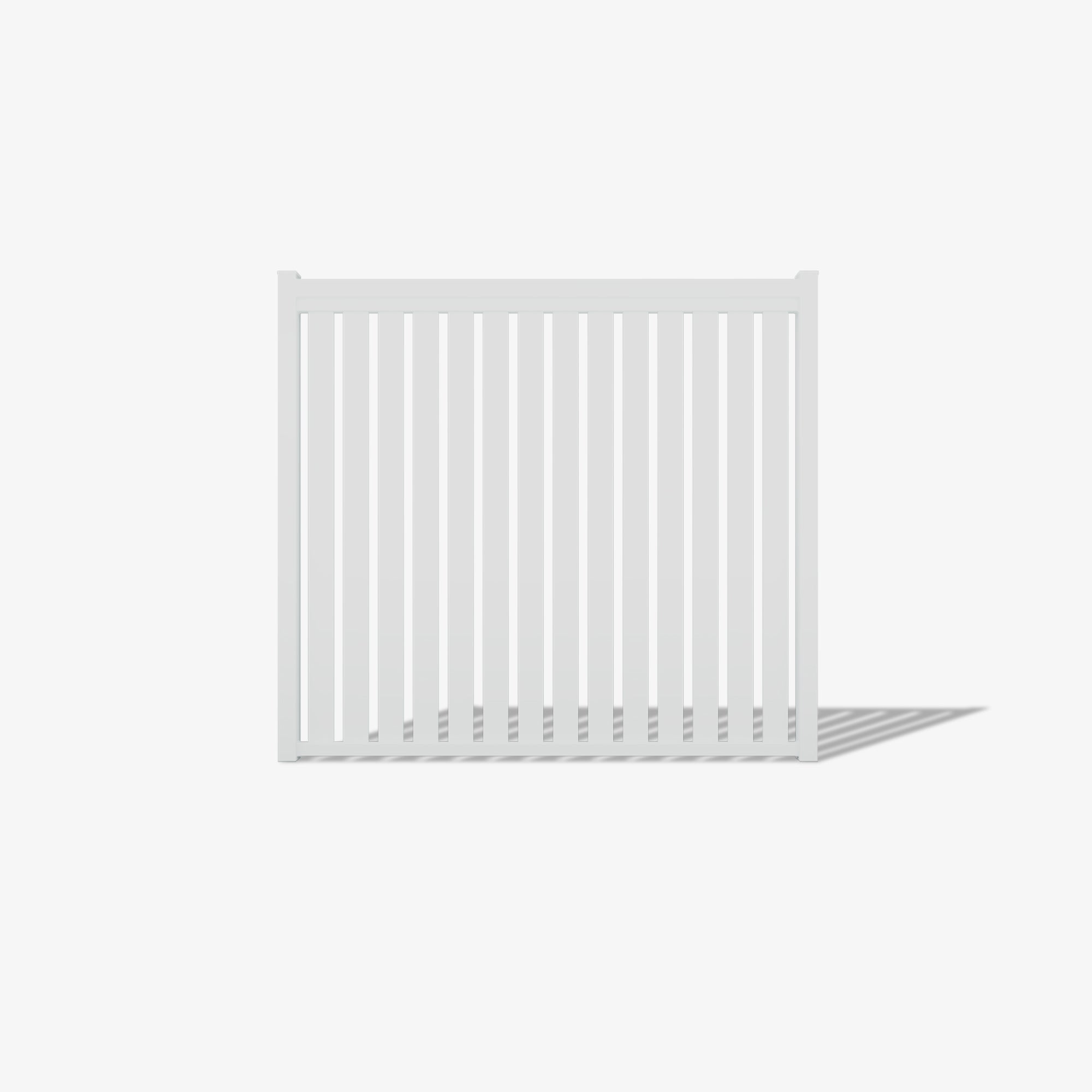 Front view of the Mason & Dean Bayview single gate showcasing its Hamptons coastal design with evenly spaced vertical slats and a refined rectangular frame for elegant street appeal.