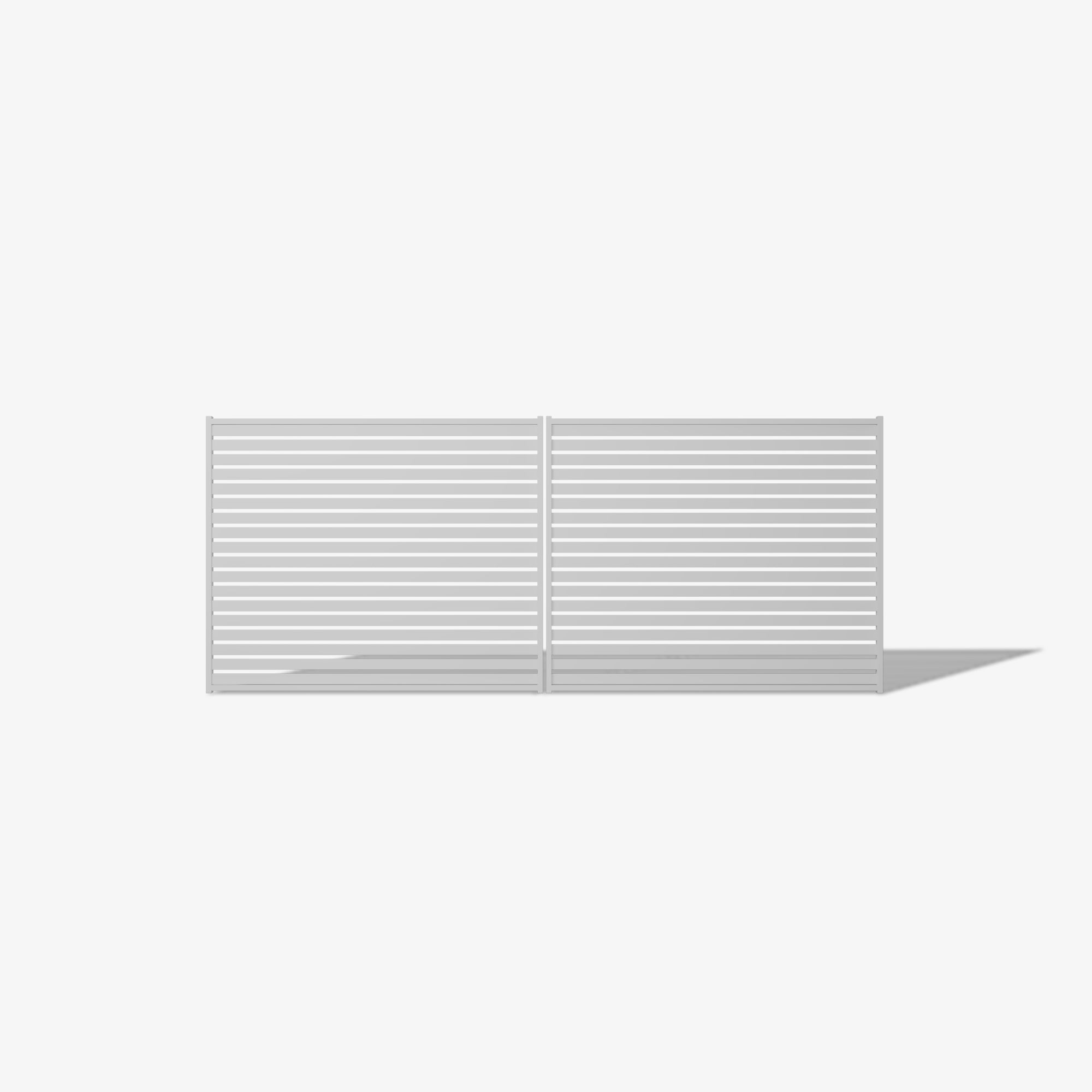 Mason & Dean Hastings driveway gate showcasing a contemporary architectural look with horizontal steel slats, ideal for modern homes, coastal properties, and premium developments.
