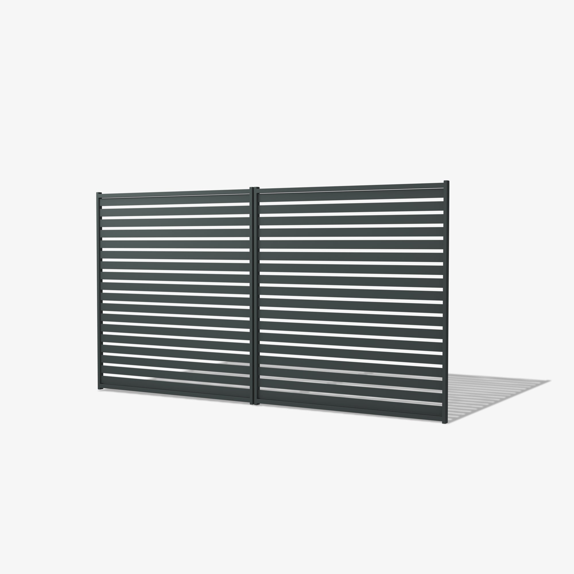 Mason & Dean Hastings double driveway gate crafted from heavy duty Australian steel with a powder-coated finish, combining durability, low maintenance, and versatile modern appeal.