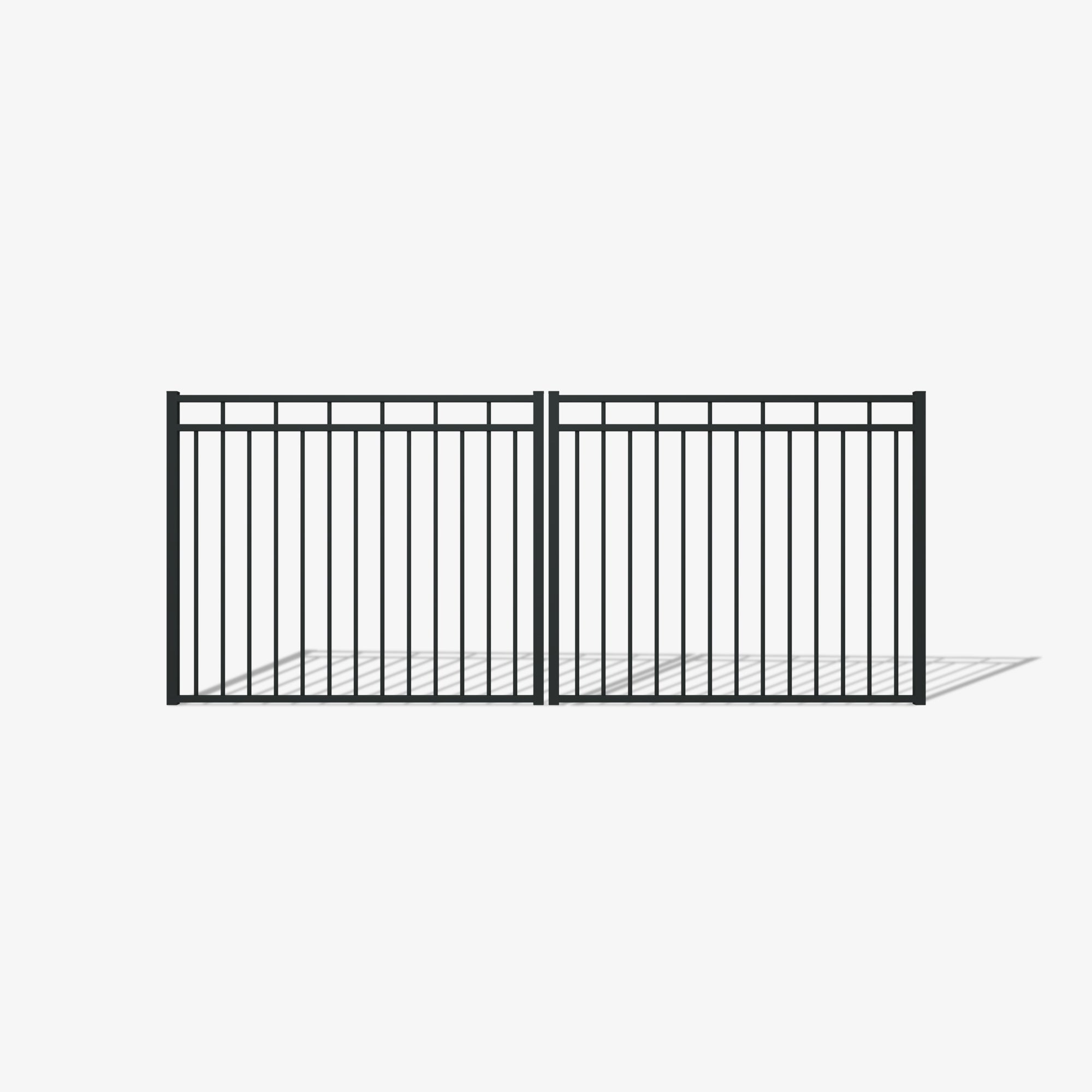 Mason & Dean Henley double driveway gate crafted from durable Australian steel with a powder-coated finish, built for long-lasting performance and low maintenance.