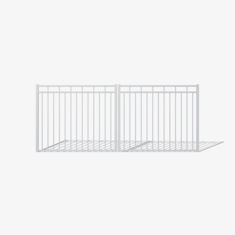 Mason & Dean Henley double driveway gate designed for modern residential homes, combining minimalist vertical bar styling with premium Australian steel craftsmanship for strength and elegance.