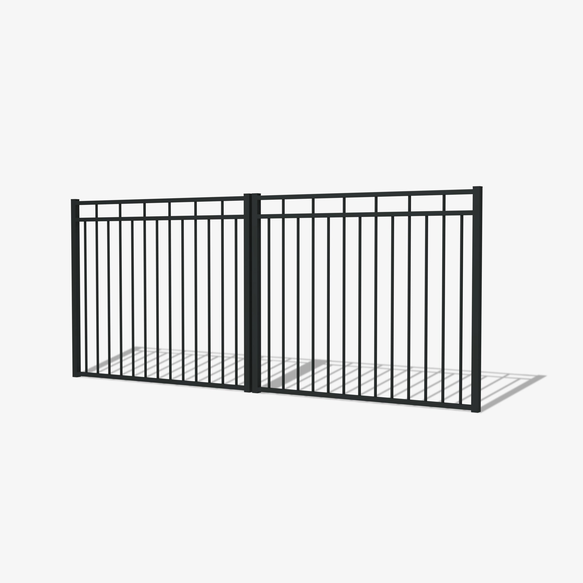 Mason & dean Henley double driveway gat, a versatile steel design that complements traditional and heritage-style homes with its refined rectangular top and balanced proportions.