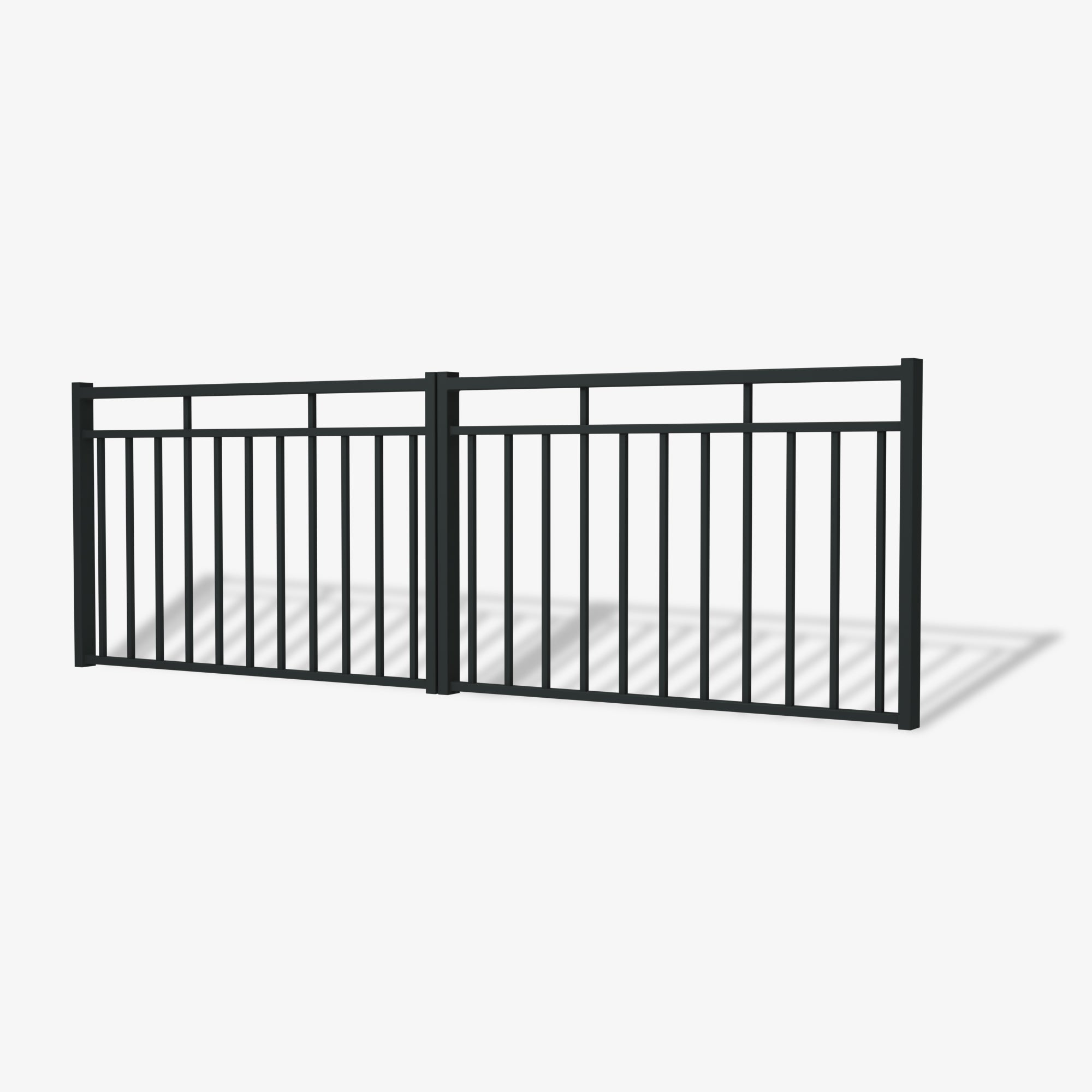 Mason & Dean Monroe double driveway gate crafted from heavy-duty Australian steel with a powder-coated finish, offering long-lasting durability and low maintenance for modern homes.