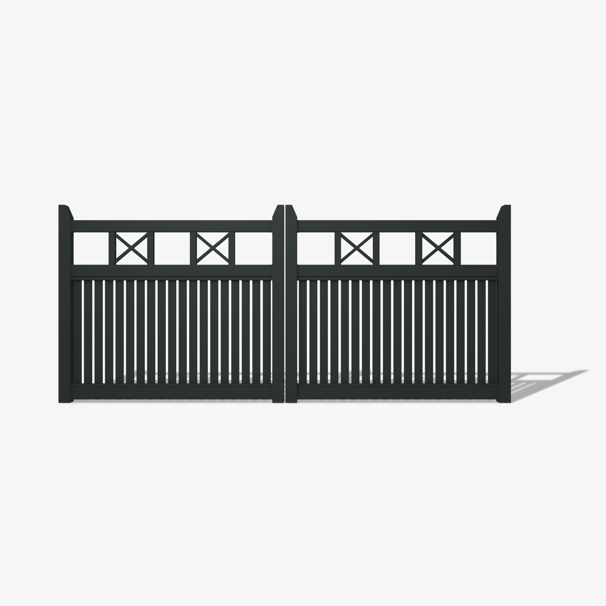 Mason & Dean Newport double driveway gate, a refined Hamptons-inspired design suited to architectural developments, luxury homes, and coastal property projects.