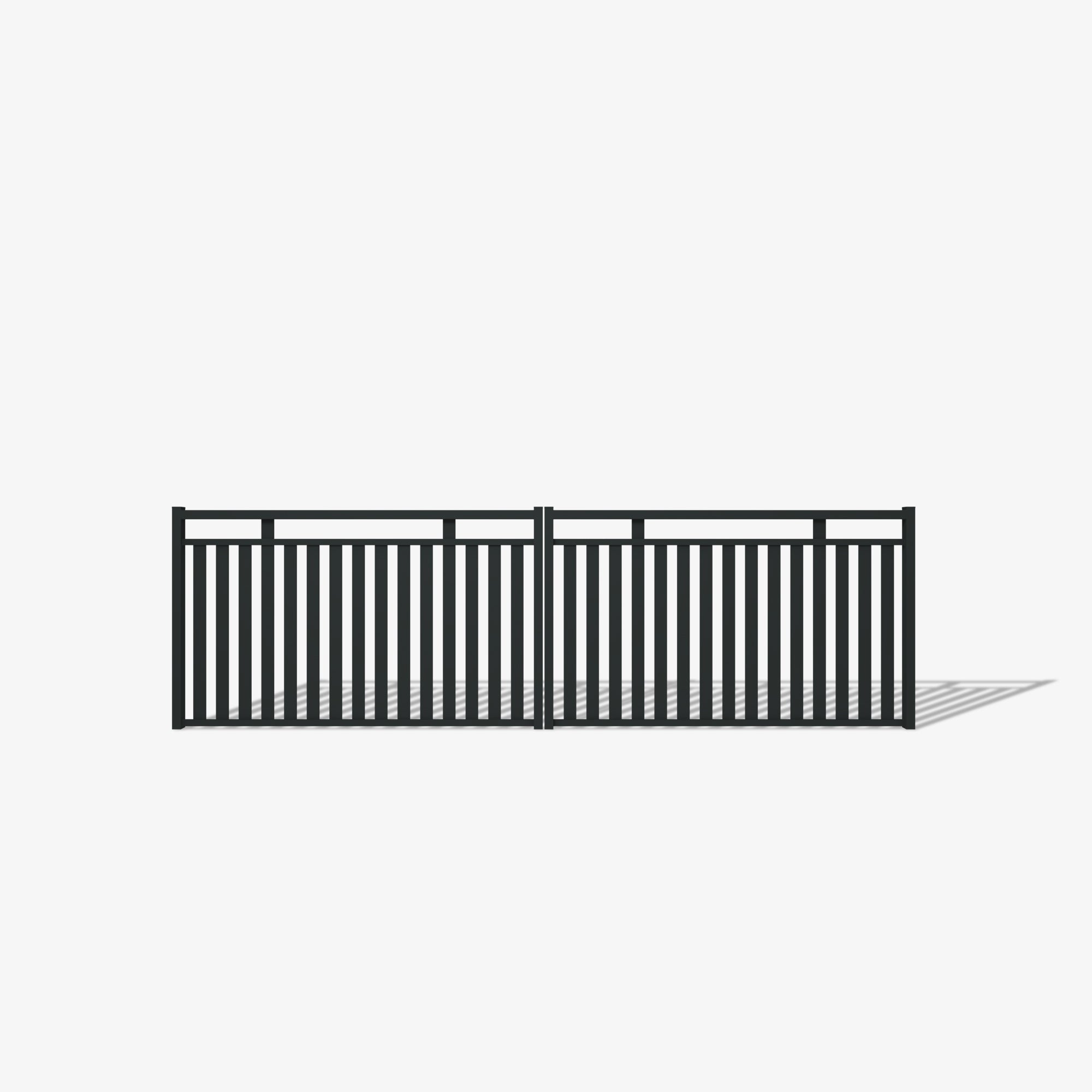 Mason & Dean North Haven double driveway gate featuring vertical slats and minimalist lines, a timeless coastal design that complements both traditional and modern architecture.